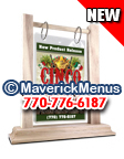 Maverick Menus CDM1-46-BR-0202 4" x 6" Antique-White Wood Table Tent 