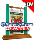 Maverick Menus CDM1-46-BR-0903 4" x 6" GoldenBrown-Aqua Wood Table Tent 