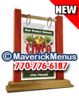 Maverick Menus CDM1-46-BR-1008 4" x 6" GoldenOak-Tomato Wood Table Tent 