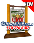 Maverick Menus CDM2-46-BR-0116  4" x 6" Americana-Tangerine Wood Table Tent 