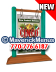 Maverick Menus CDM2-46-BR-0903 4" x 6" GoldenBrown-Aqua Wood Table Tent 