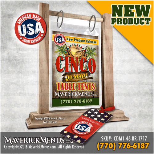 Weathered Colored: Wooden Cinco De Mayo Flip Top Table Tents Menu Stand Holders