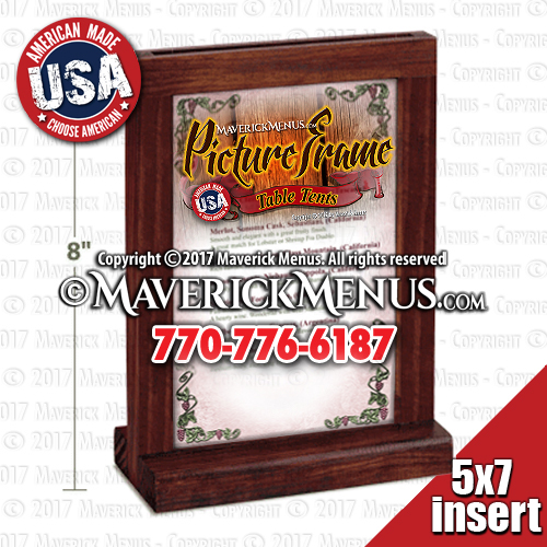 Wood Picture Frame Table Tents  - RED OAK Color