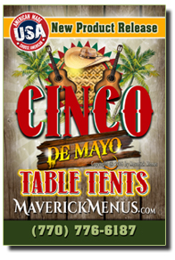 "NEW" Cinco De Mayo SOLID WOOD Table Tents | Maverick Menus